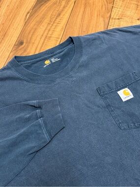 Carhartt Shirt Mens 2XL Long Sleeve Loose Fit Logo Sleeve Tee Workwear K126
